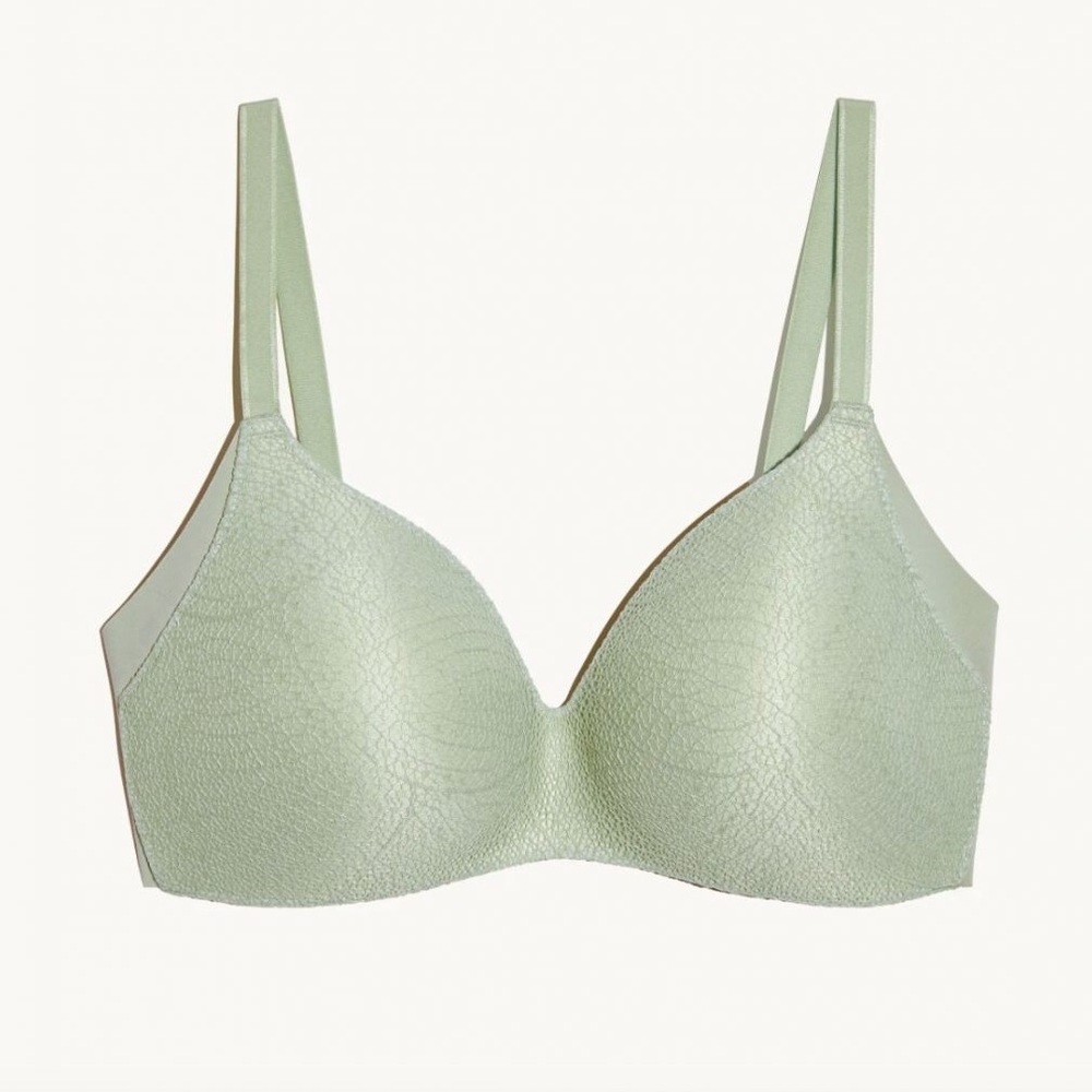 Knix Lace Wingwoman Contour wireless bra in “green goddess” size 8